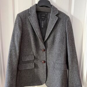 J. Crew Gray Herringbone Wool-Blend Blazer